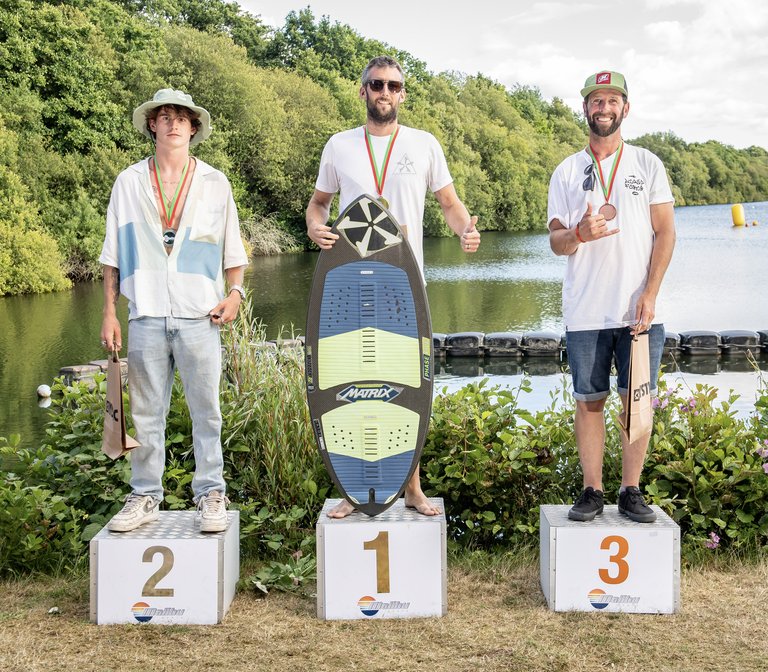 Mens Skim Podium at the 2022 Malibu Boats UK Wakesurf Nationals - Photo Mantis Pro Media